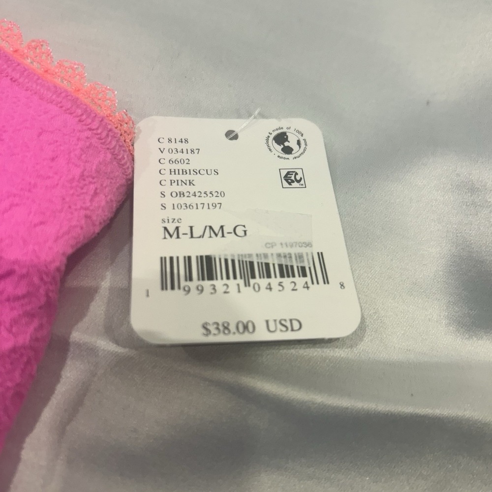 Free People Intimately Hot Pink Orange Trim Tube Top Bandeau Texture M/L MSRP 38 - Picture 3 of 9